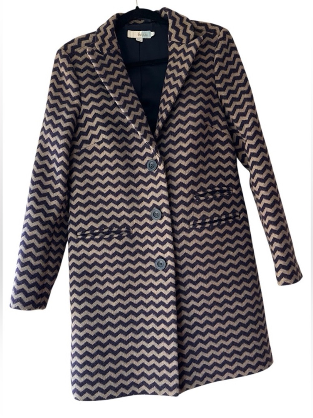 BODEN AMELIA WOOL COAT  NEW CHEVRON ZIG ZAG PATTERN POCKETS LINED |SIZE 8 - Picture 3 of 16